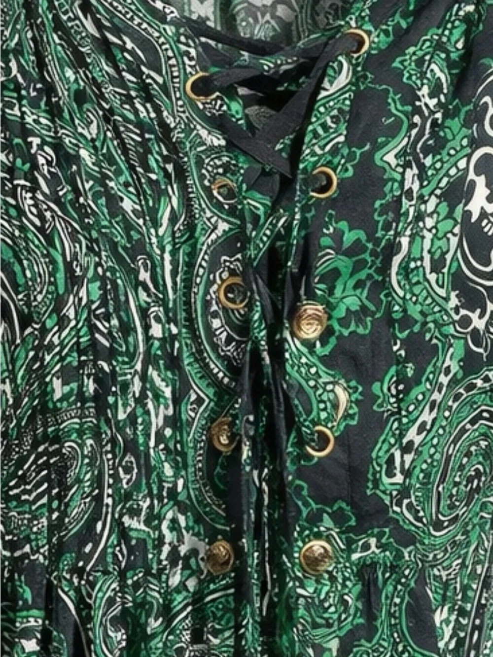 Michael Kors Green and Black Paisley Dress beach coverup/dress